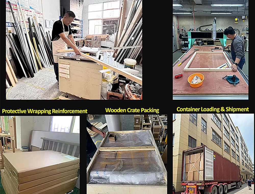 Protective export packaging prepared for a DEWANG ART project shipment