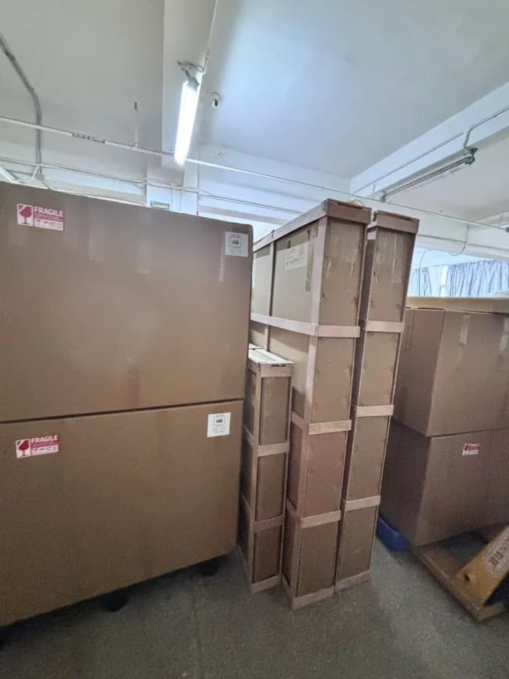 Protective cartons and wooden crates prepared for artwork shipment