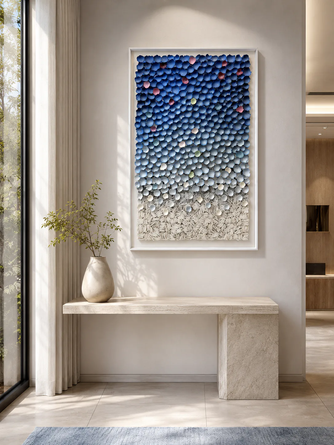 Ocean Drift Mixed Media Wall Art shown in an interior