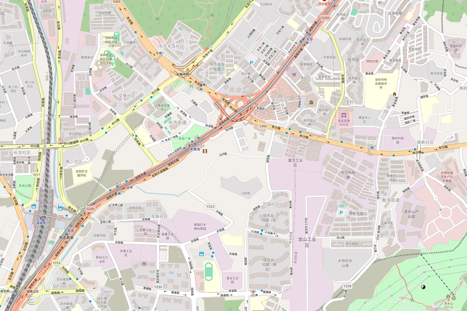 OpenStreetMap showing the DEWANG Art studio and factory location in Buji, Shenzhen